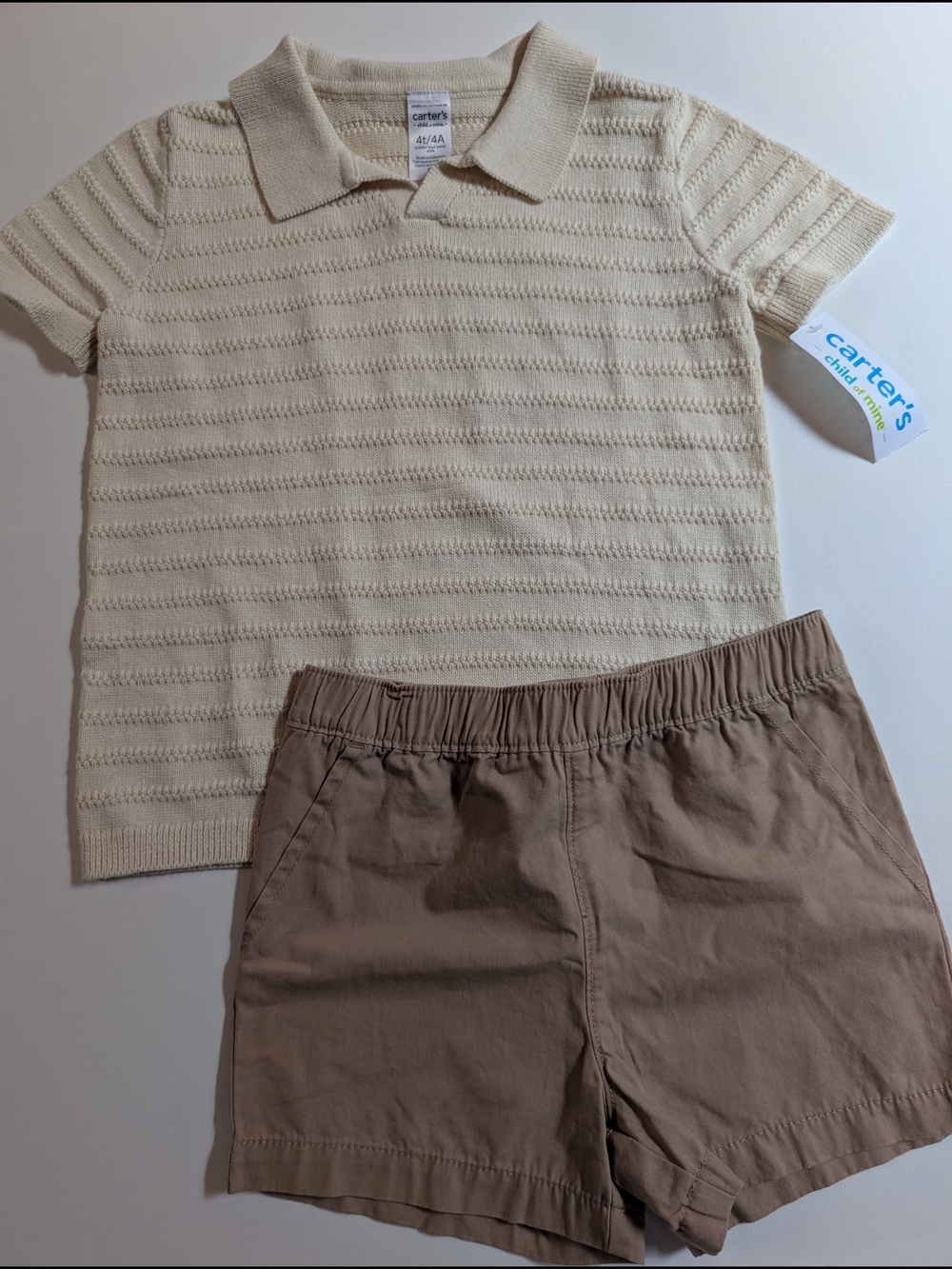 4T Boys - Carter's Cream Knit Polo Shirt for Kids